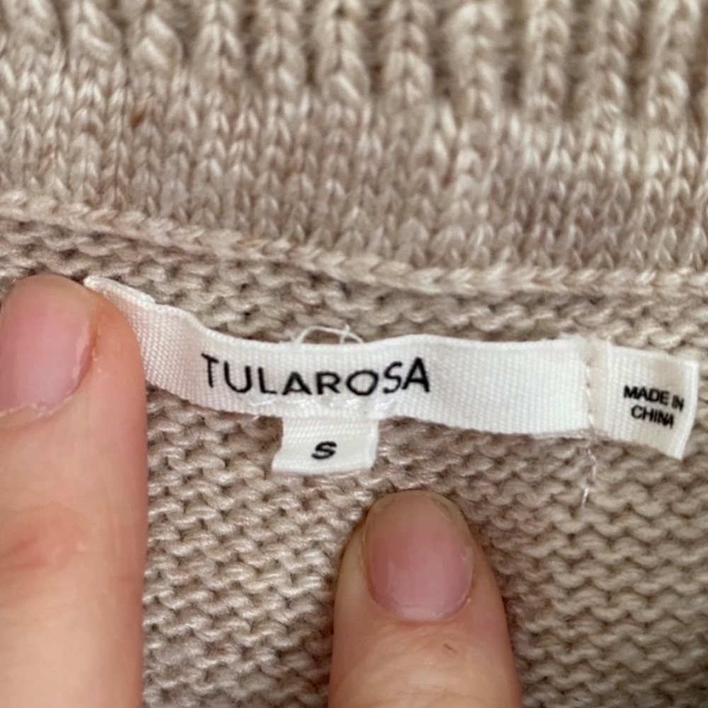 Tularosa Dreamin Off The Shoulder Mini Sweater Dress Tan Size Small - Picture 5 of 8